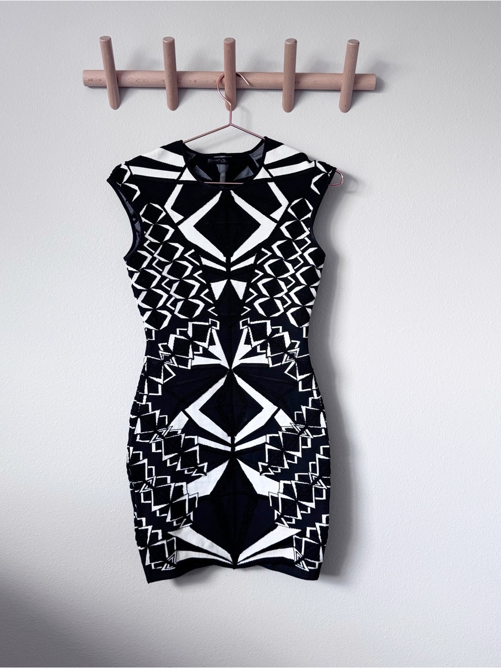 RVN Black & White Geometric Bodycon Mini Dress